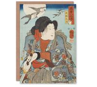 Artery8 Utagawa Kuniyoshi Art Card Kabuki Actor as Hero Inusaka Keno in Blue Artery8 Blue
