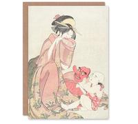 Artery8 Utamaro Kitagawa Art Card Woman Playing With Child
