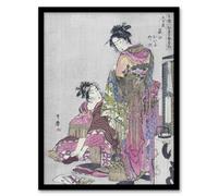 Artery8 Utamaro Kitagawa Framed Wall Art Print Husband And Wife Portrait - A4 Size
