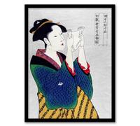 Artery8 Utamaro Kitagawa Framed Wall Art Print Woman Reading Letter Portrait - A3 Size