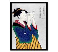 Artery8 Utamaro Kitagawa Framed Wall Art Print Woman Reading Letter Portrait | Size: A3 Artery8 Multicolor A3