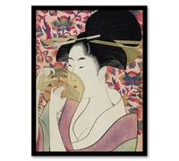 Artery8 Utamaro Kitagawa Framed Wall Art Print Woman With A Comb Portrait - A4 Size