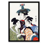 Artery8 Utamaro Kitagawa Framed Wall Art Young Men In Colourful Garments - A3 Size