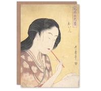 Artery8 Utamaro Kitagawa Japanese Art Card Oiran Applying Lipstick
