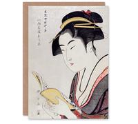 Artery8 Utamaro Kitagawa Japanese Art Card Woman Portrait With Book