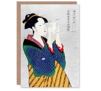 Artery8 Utamaro Kitagawa Japanese Art Card Woman Reading Letter Portrait