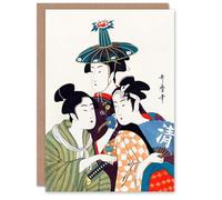 Artery8 Utamaro Kitagawa Japanese Art Card Young Men in Colourful Garments