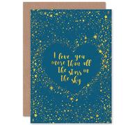 Artery8 Valentines Card Quote I Love You Star Sky Romance Cute Message Greetings Card in Blue Artery8 Blue