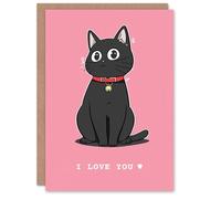Artery8 Valentines Day Greeting Card Anime Black Cat Love You Manga For Her Wife Partner