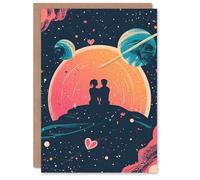 Artery8 Valentines Day Greeting Card Cosmic Sunset Space Universe Stars For Her Wife Partner