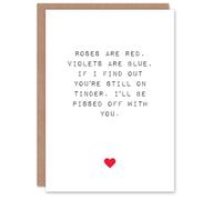 Artery8 Valentines Day Greeting Card Fun Funny Humour Pissed Off Still Tinder For Him or Her