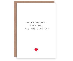 Artery8 Valentines Day Greeting Card Fun Funny Humour Sexy Take Out Bins For Him Husband Partner