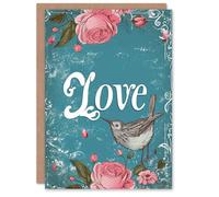 Artery8 Valentines Day Greeting Card Love Bird Roses For Her Wife Partner