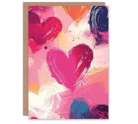 Artery8 Valentines Day Greeting Card Love Heart Painting No Message Blank For Him or Her