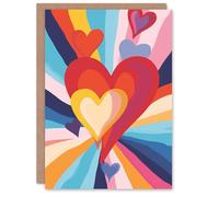Artery8 Valentines Day Greeting Card Love Heart Rainbow Simple No Words Blank For Her Wife Partner