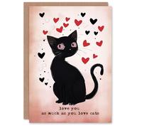 Artery8 Valentines Day Greeting Card Love You Cat Lover Hearts For Him or Her