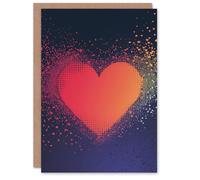 Artery8 Valentines Day Greeting Card Modern Pixel Love Heart No Message Simple For Him or Her