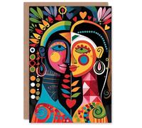 Artery8 Valentines Day Greeting Card Native American Couple Folk Art For Him or Her