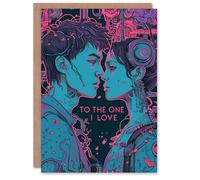 Artery8 Valentines Day Greeting Card One I Love Cyber Punk Sci-Fi Neon For Him Husband Partner