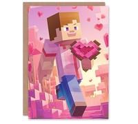 Artery8 Valentines Day Greeting Card Pixel Art Gamer Flower Bouquet For Her Wife Partner