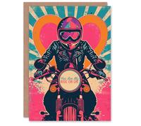 Artery8 Valentines Day Greeting Card Pop Art Biker Ride or Die For Her Wife Partner