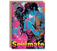 Artery8 Valentines Day Greeting Card Soulmate Emo Rock Couple Embrace For Her Wife Partner