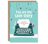 Artery8 Valentines Day Greeting Card You Are My Love Story Typewriter For Him or Her