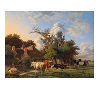 Artery8 Valois Landscape Painting Premium Wall Art Canvas Print 18X24 Inch