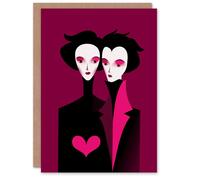 Artery8 Vampire Couple Purple Black Modern Illustration Valentine's Day Card