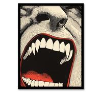 Artery8 Vampire Teeth Mouth Close Up Pop Art Horror Living Room Artwork Framed Wall Art Print A4