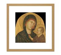 Artery8 Van Badia A Isola Virgin Child 8X8 Inch Square Wooden Framed Wall Art Print Picture with Mount in Light Oak Artery8 Light Oak