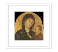 Artery8 Van Badia A Isola Virgin Child 8X8 Inch Square Wooden Framed Wall Art Print Picture with Mount in White Artery8 White