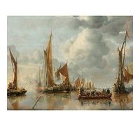 Artery8 Van De Cappelle Fleet Saluting State Barge Premium Wall Art Canvas Print 18X24 Inch