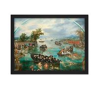 Artery8 Van De Venne Fishing For Souls Painting Artwork Framed Wall Art Print 18X24 Inch
