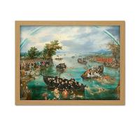 Artery8 Van De Venne Fishing For Souls Painting Artwork Framed Wall Art Print 18X24 Inch