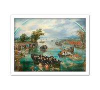 Artery8 Van De Venne Fishing For Souls Painting Artwork Framed Wall Art Print 18X24 Inch