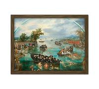 Artery8 Van De Venne Fishing For Souls Painting Artwork Framed Wall Art Print 18X24 Inch