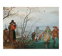 Artery8 Van De Venne Winter Amusement On Ice Painting Art Print Canvas Premium Wall Decor Poster Mural