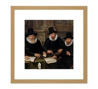 Artery8 Van Den Valckert Regents Amsterdam Leper Asylum 8X8 Inch Square Wooden Framed Wall Art Print Picture with Mount in Light Oak Artery8 Light Oak