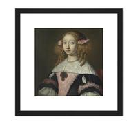 Artery8 Van Der Helst Portrait Adriana Hinlopen 8X8 Inch Square Wooden Framed Wall Art Print Picture with Mount in Black Artery8 Black