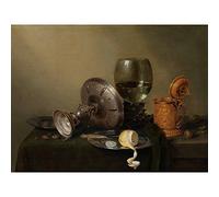 Artery8 Van Der Kooi Still Life With A Gilded Beer Tankard Premium Wall Art Canvas Print 18X24 Inch