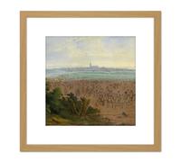 Artery8 Van Der Meulen Troops Of Louis XIV Before Naarden 8X8 Inch Square Wooden Framed Wall Art Print Picture with Mount in Light Oak Artery8 Light Oak