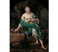 Artery8 Van Der Mijn Woman With A Dog Art Print Canvas Premium Wall Decor Poster Mural