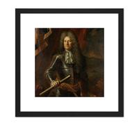 Artery8 Van Der Werff Portrait General Godard Van Reede 8X8 Inch Square Wooden Framed Wall Art Print Picture with Mount in Black Artery8 Black