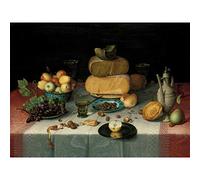 Artery8 Van Dijck Still Life With Cheese Premium Wall Art Canvas Print 18X24 Inch