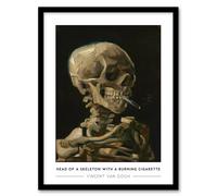 Artery8 Framed Wall Art Van Gogh Head Of A Skeleton With A Burning Cigarette Print - 12X16 Inch