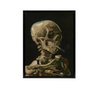 Artery8 Van Gogh Head Skeleton Burning Framed Canvas Wall Art Print in Black | Size: W24" x H32" Artery8 Black W24" x H32"