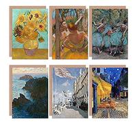 Van Gogh Monet Degas Sunflowers Rocks Dancers Mixed Fine Art Greeting Card Pack of 6 Artery8 Blue One Size