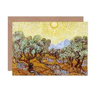 Artery8 Van Gogh Olive Trees with Yellow Sky and Sun Fine Art Greeting Card Plus Envelope Blank Inside