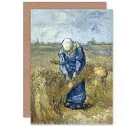 Artery8 Van Gogh Peasant Woman Binding Sheaves After Millet Fine Art Greeting Card Plus Envelope Blank Inside